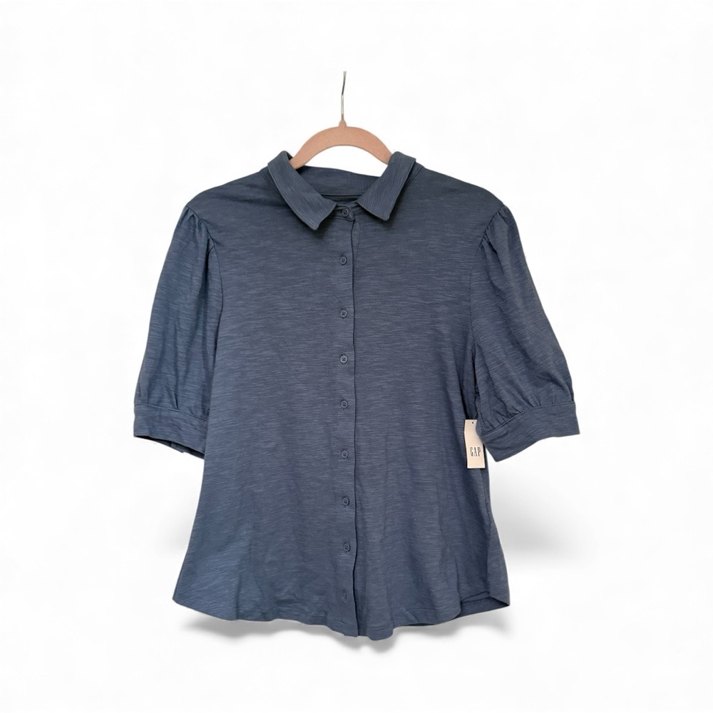 GAP Blue Button-Down Short Sleeve Shirt